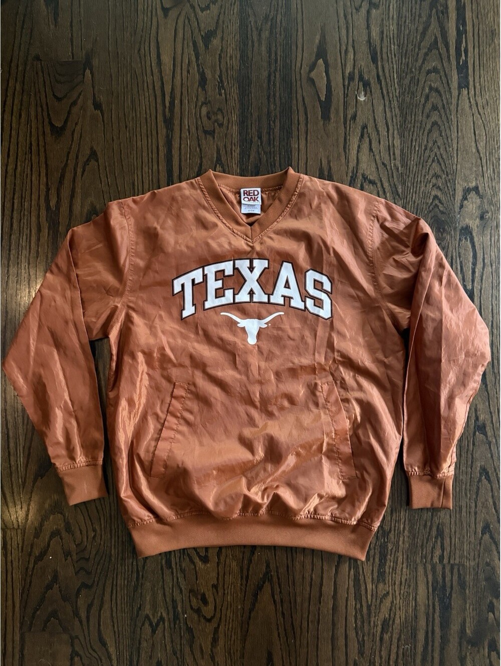 Texas Longhorns Burnt Orange V-Neck Windbreaker Pullover Jacket Small